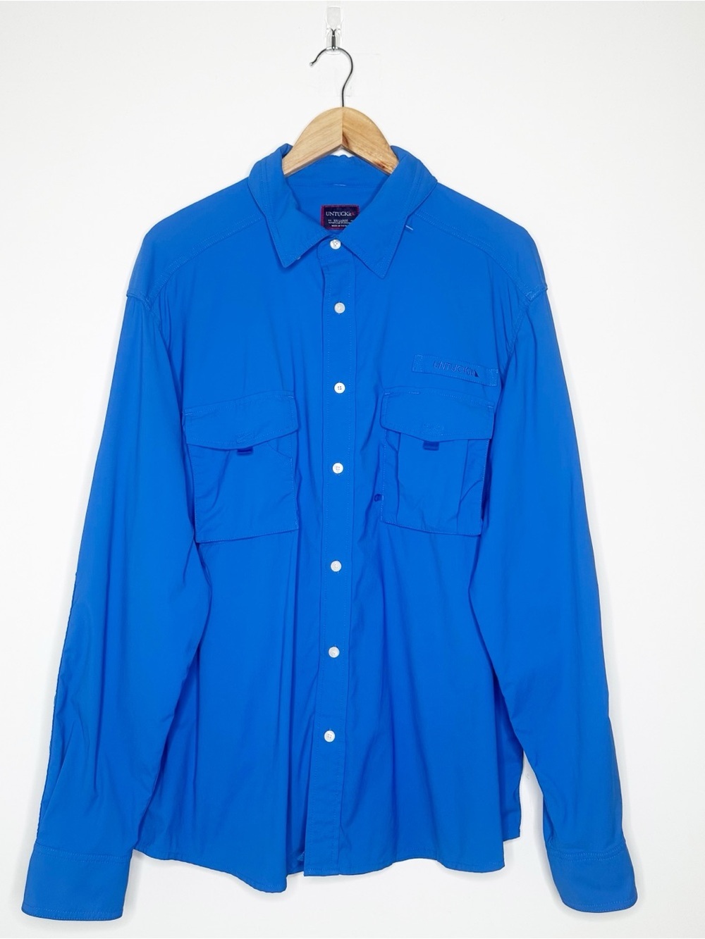 UNTUCKit Blue Performance Long Sleeve Fishing Button Down Shirt Size XXL